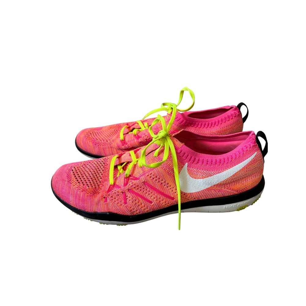 Nike Free TR Focus Flyknit Pink Orange Neon Training Shoes 843987-999 Sz 9